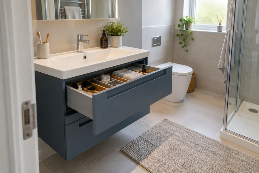 Vanity drawers with useful internal organisation